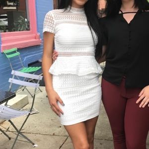 White Lace High Neck Bodycon Dress